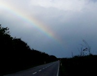 河北潟の道から見えた虹