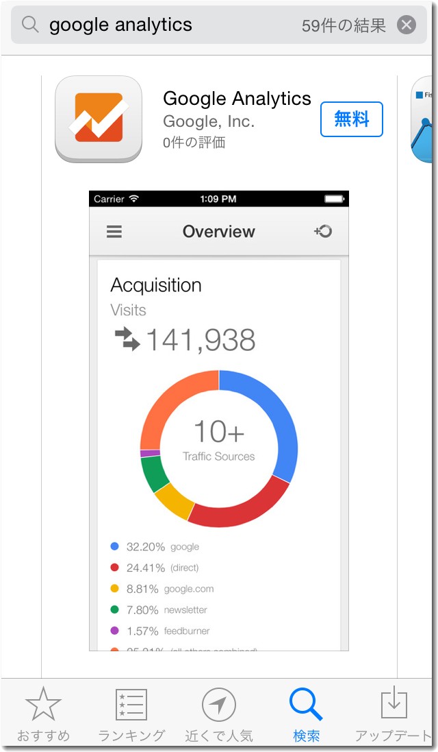 analyticsのアプリはアップル版もアンドロイド版も無料