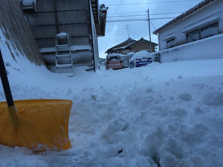 かほく市の自宅前の雪