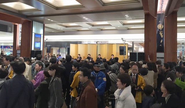 金沢駅構内の歓迎イベント